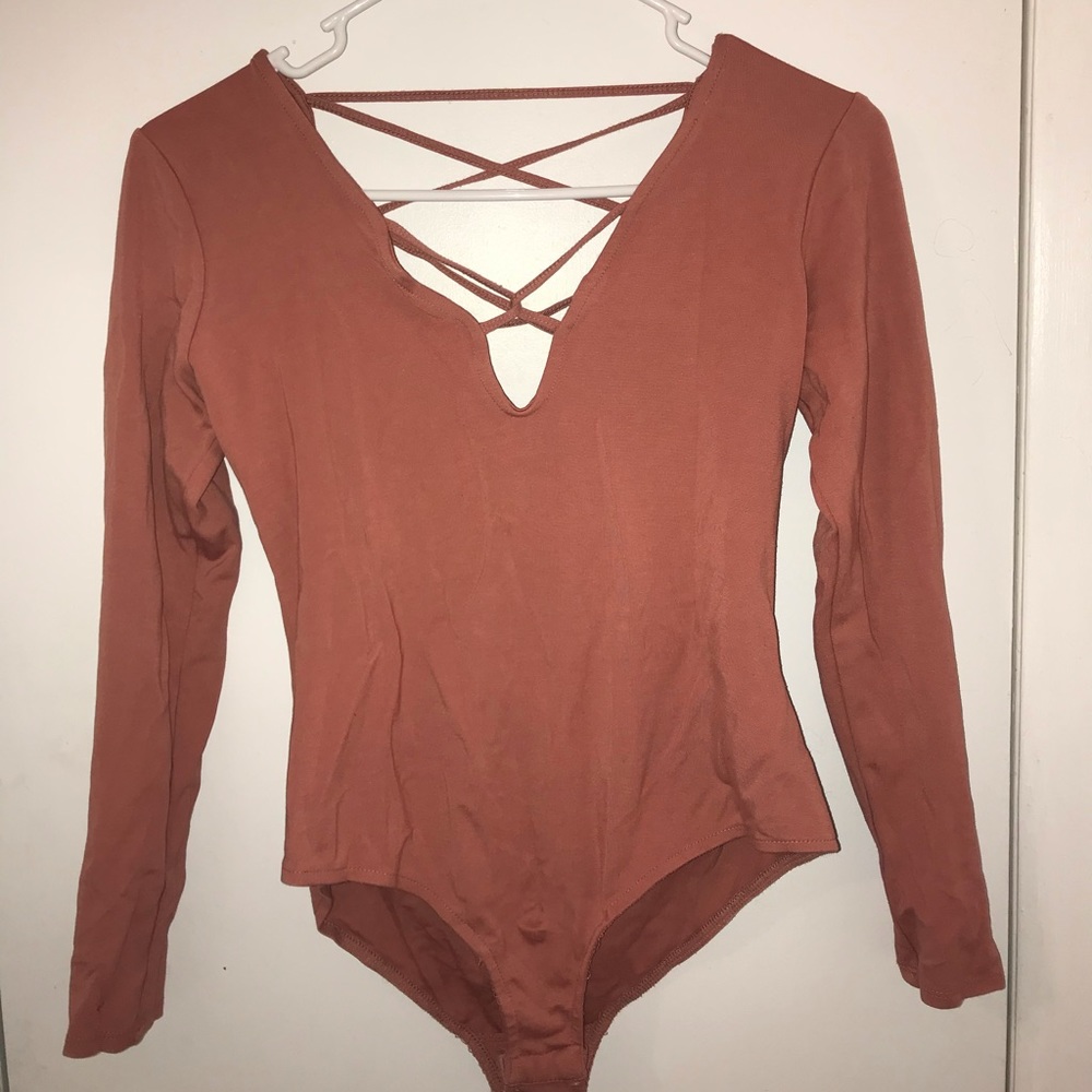 Tan-pink Long Sleeve bodysuit